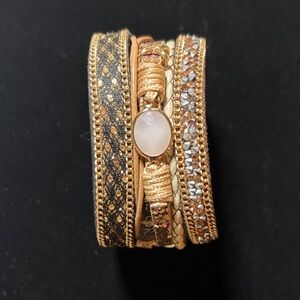 Elegant Gold and Black Multi-Layer Bracelet